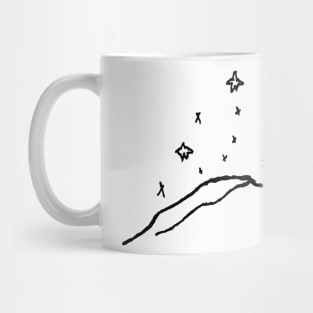 Mountains with Stars and Full Moon Drawing Mug